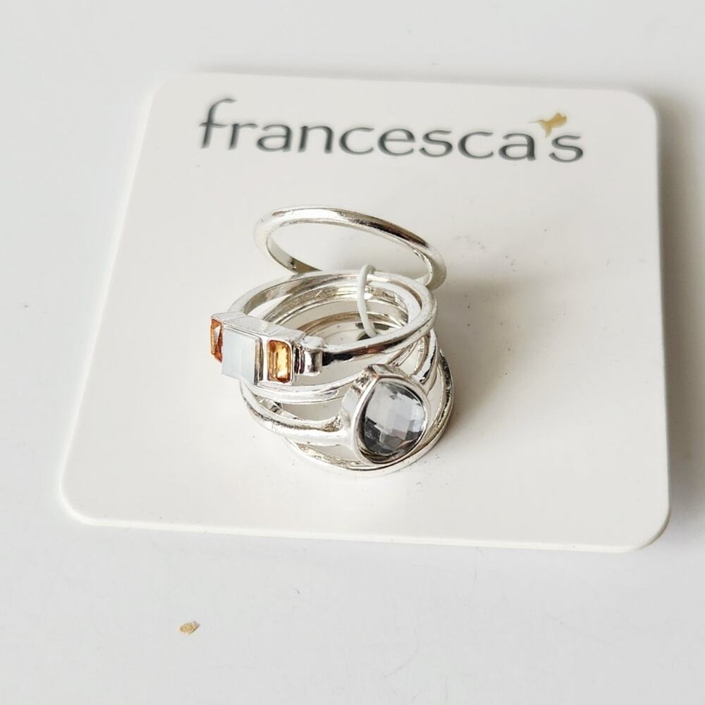 Francesca's Collection Elegant Silver Ring Stacking Set - Picture 2 of 14